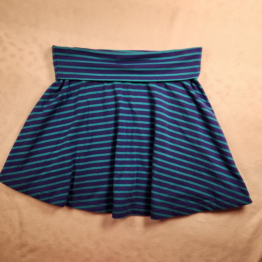 No Boundaries Stretch Cotton Foldover Waist Skirt - Blue Green - Juniors Small